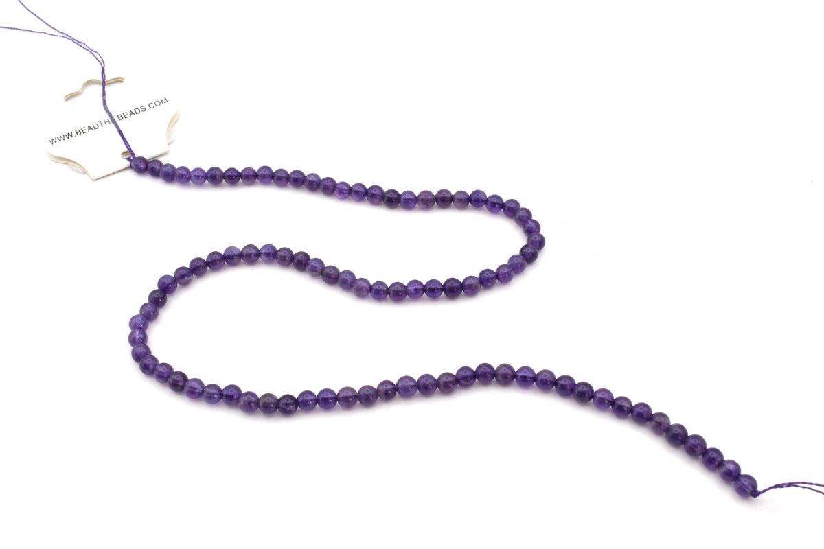 Amethyst Round Gemstone Beads 16" Strand
