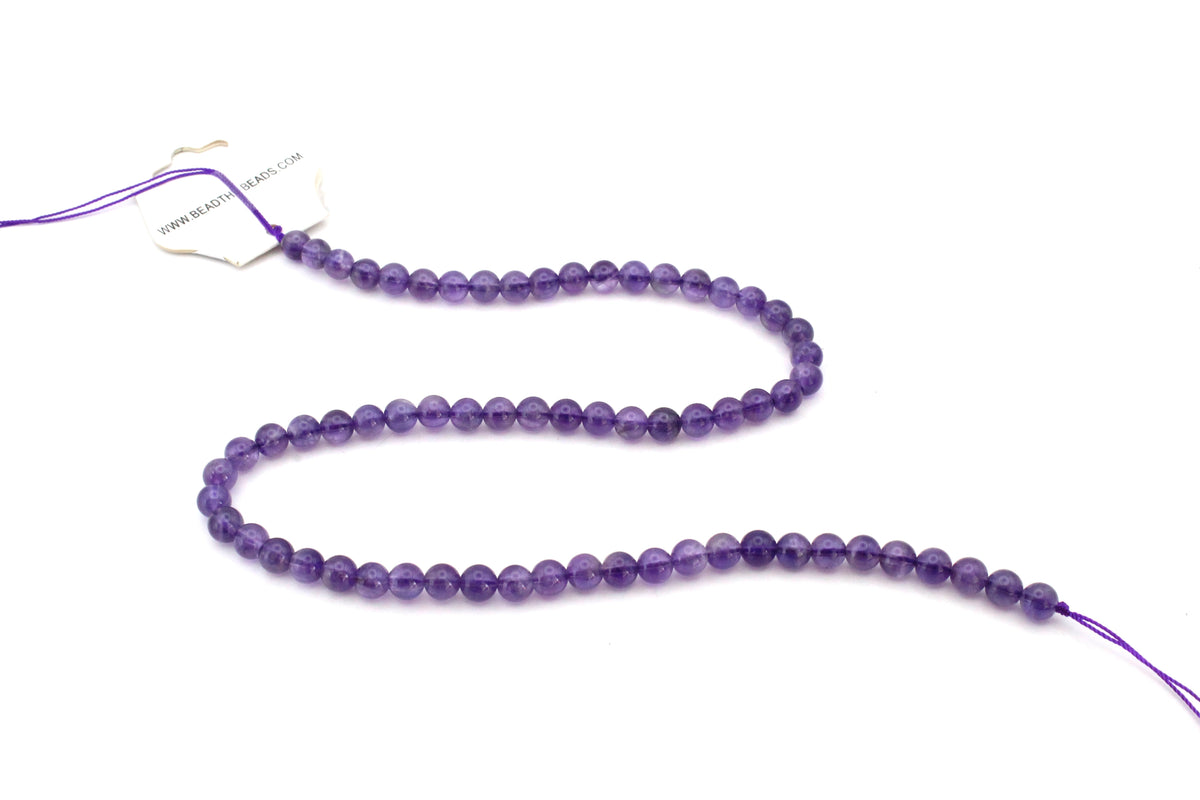 Amethyst Round Gemstone Beads 16" Strand