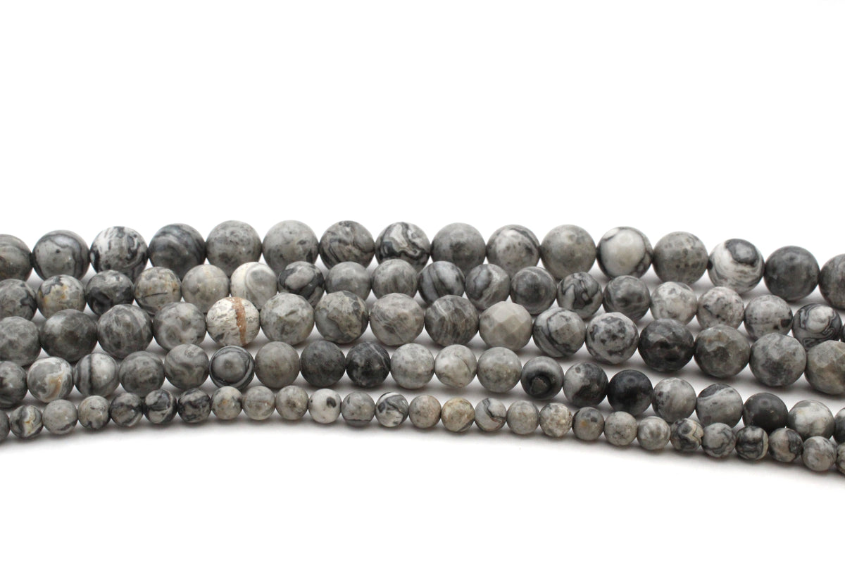 Map Jasper Round Gemstone Beads, 16 inches Strand