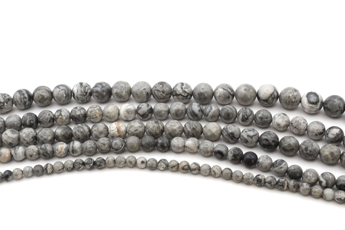 Map Jasper Round Gemstone Beads, 16 inches Strand