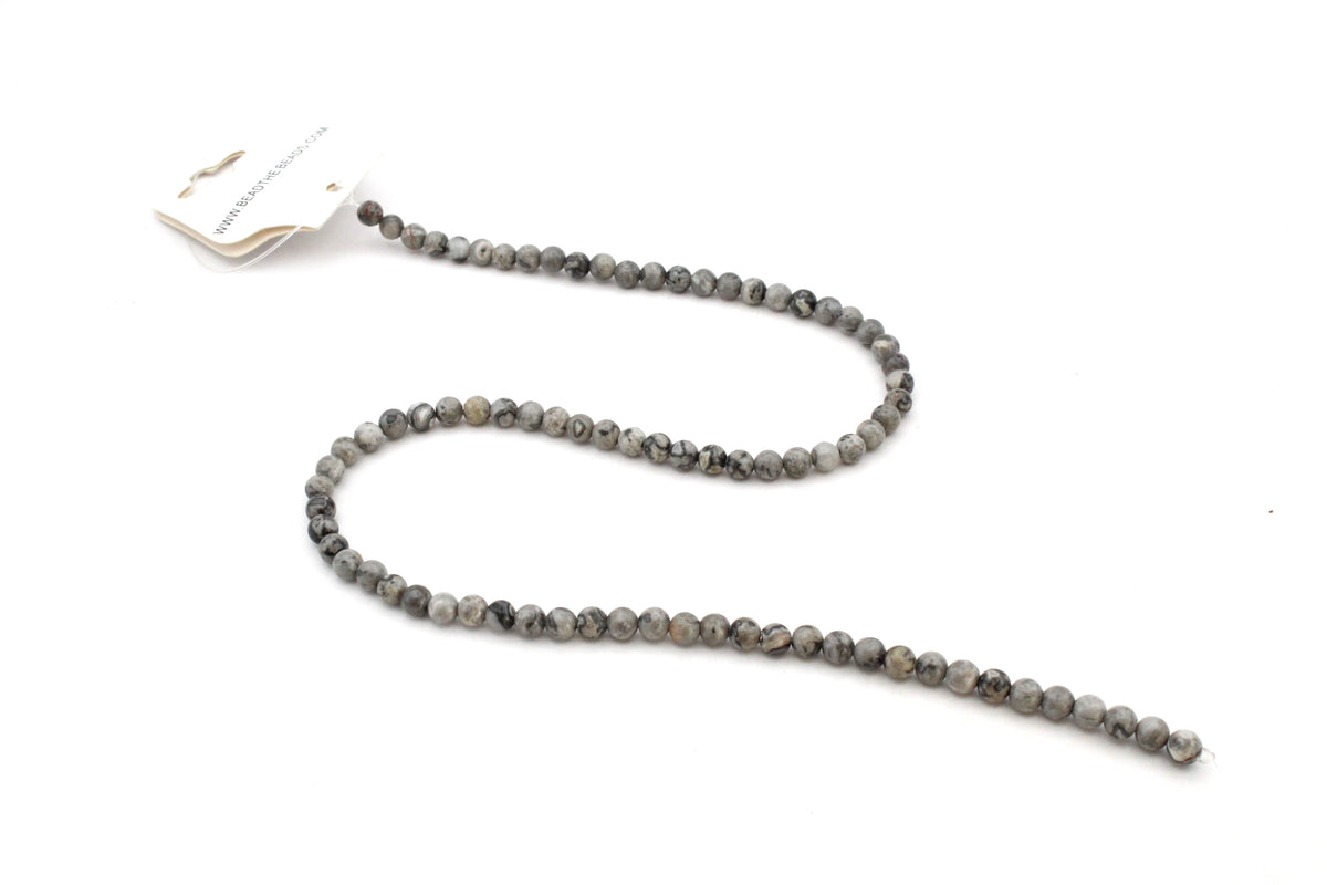 Map Jasper Round Gemstone Beads, 16 inches Strand