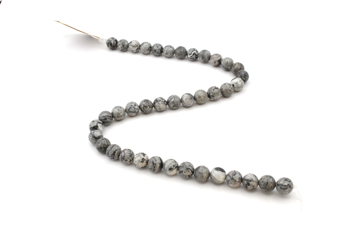 Map Jasper Round Gemstone Beads, 16 inches Strand