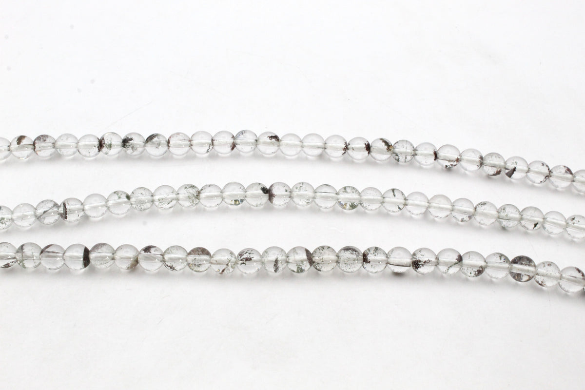 Lodolite Quartz Round Gemstone Beads 16" Strand