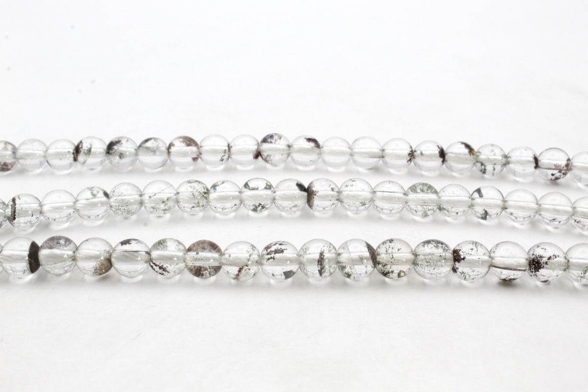 Lodolite Quartz Round Gemstone Beads 16" Strand