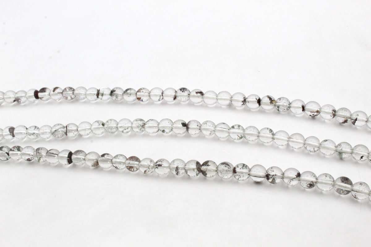 Lodolite Quartz Round Gemstone Beads 16" Strand
