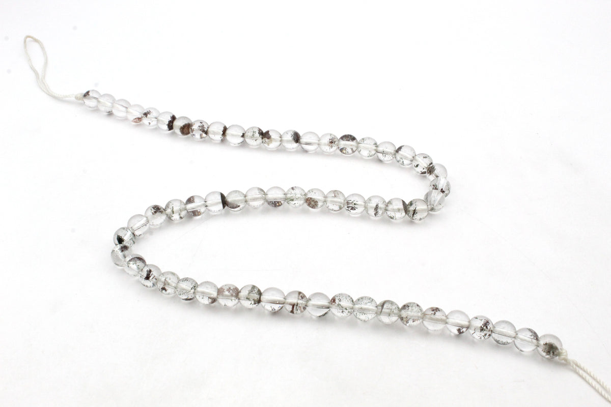 Lodolite Quartz Round Gemstone Beads 16" Strand