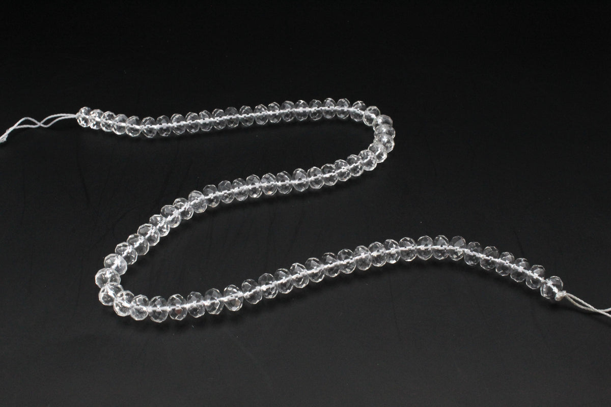 Clear Quartz Rondelle Faceted Gemstone beads 16"Strand