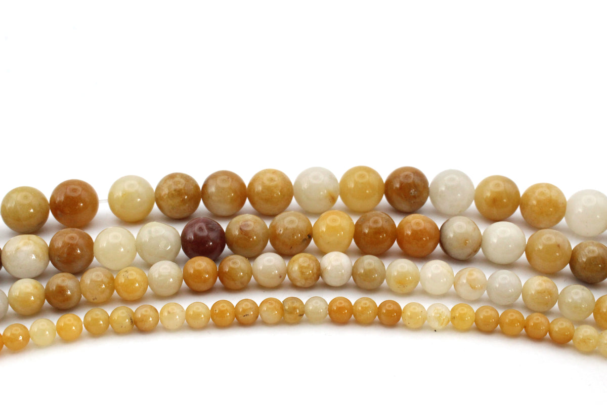 Yellow Jade Round Gemstone Beads, 16 inches Strand