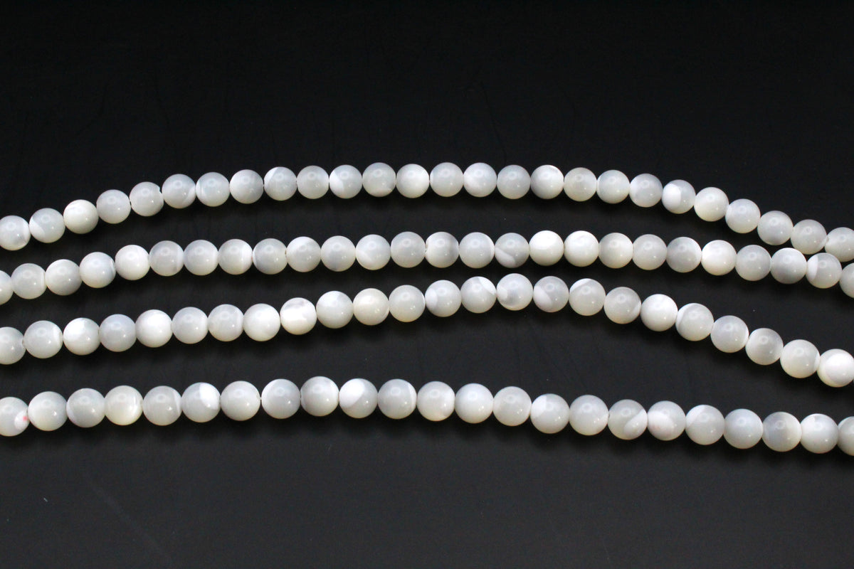 MOP White Round Gemstone Beads16" Strand