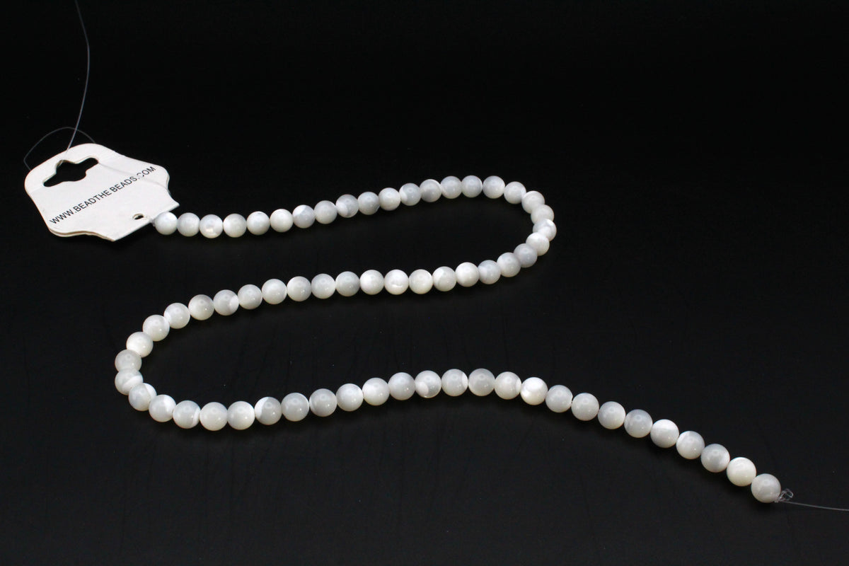 MOP White Round Gemstone Beads16" Strand
