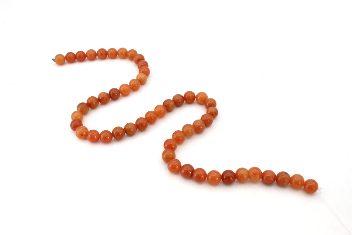 Red Aventurine Round Gemstone Beads 16" Strand