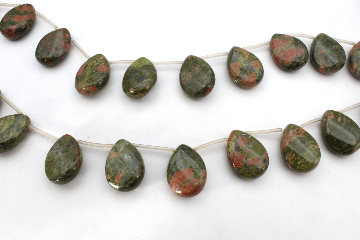 Unakite Drop Side 22 mm Gemstrone Beads
