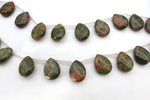 Unakite Drop Side 22 mm Gemstrone Beads