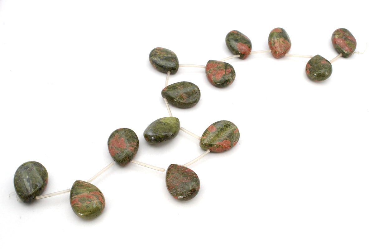 Unakite Drop Side 22 mm Gemstrone Beads