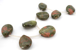 Unakite Drop Side 22 mm Gemstrone Beads