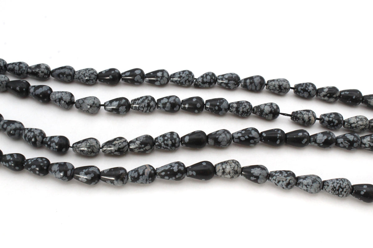 Snowflake Obsidian Tears Drop 8 x 12 mm Gemstone Beads