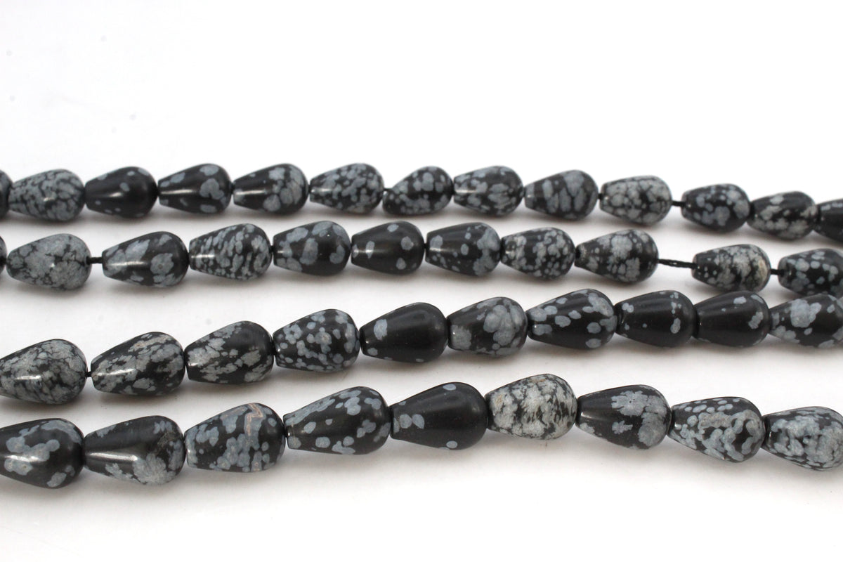 Snowflake Obsidian Tears Drop 8 x 12 mm Gemstone Beads