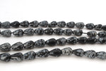 Snowflake Obsidian Tears Drop 8 x 12 mm Gemstone Beads