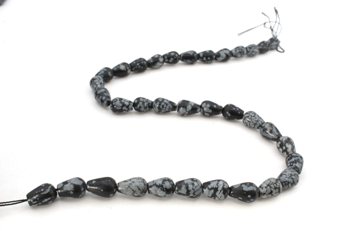 Snowflake Obsidian Tears Drop 8 x 12 mm Gemstone Beads