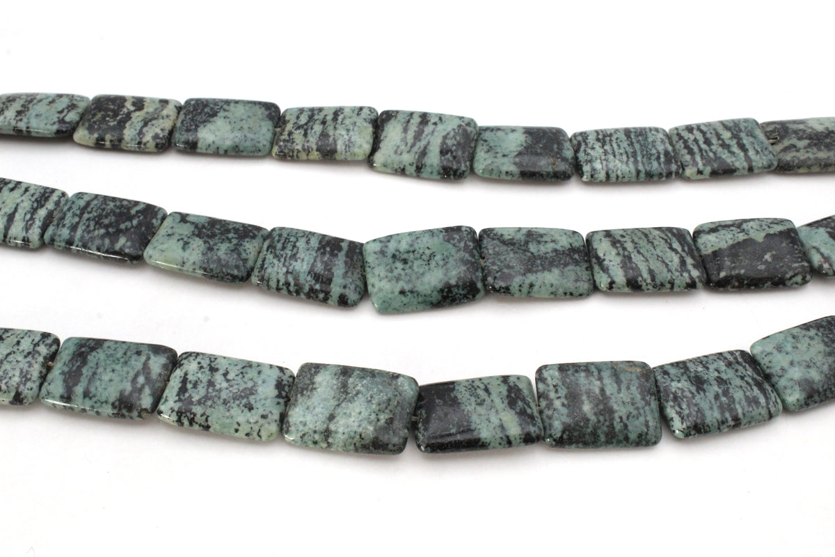 Green Zebra Jasper Square Flat 18 x 25 mm Gemstone Beads