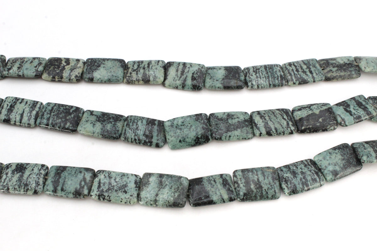 Green Zebra Jasper Square Flat 18 x 25 mm Gemstone Beads
