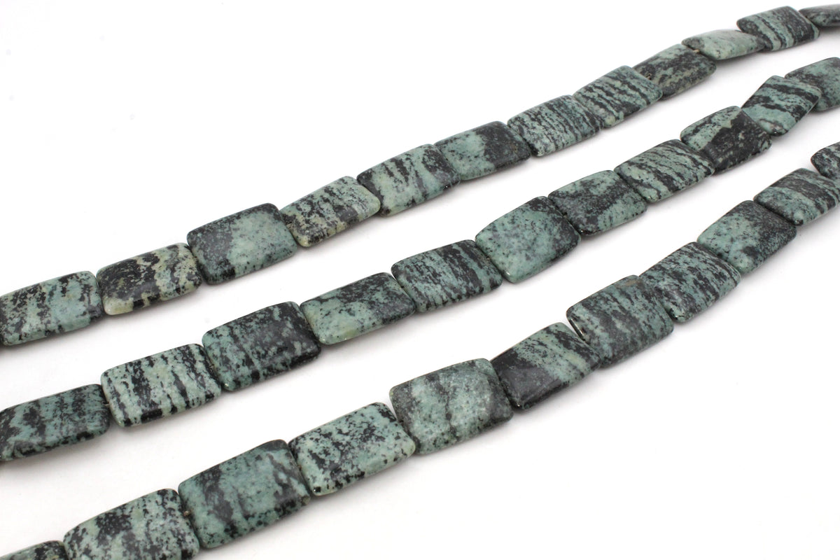 Green Zebra Jasper Square Flat 18 x 25 mm Gemstone Beads