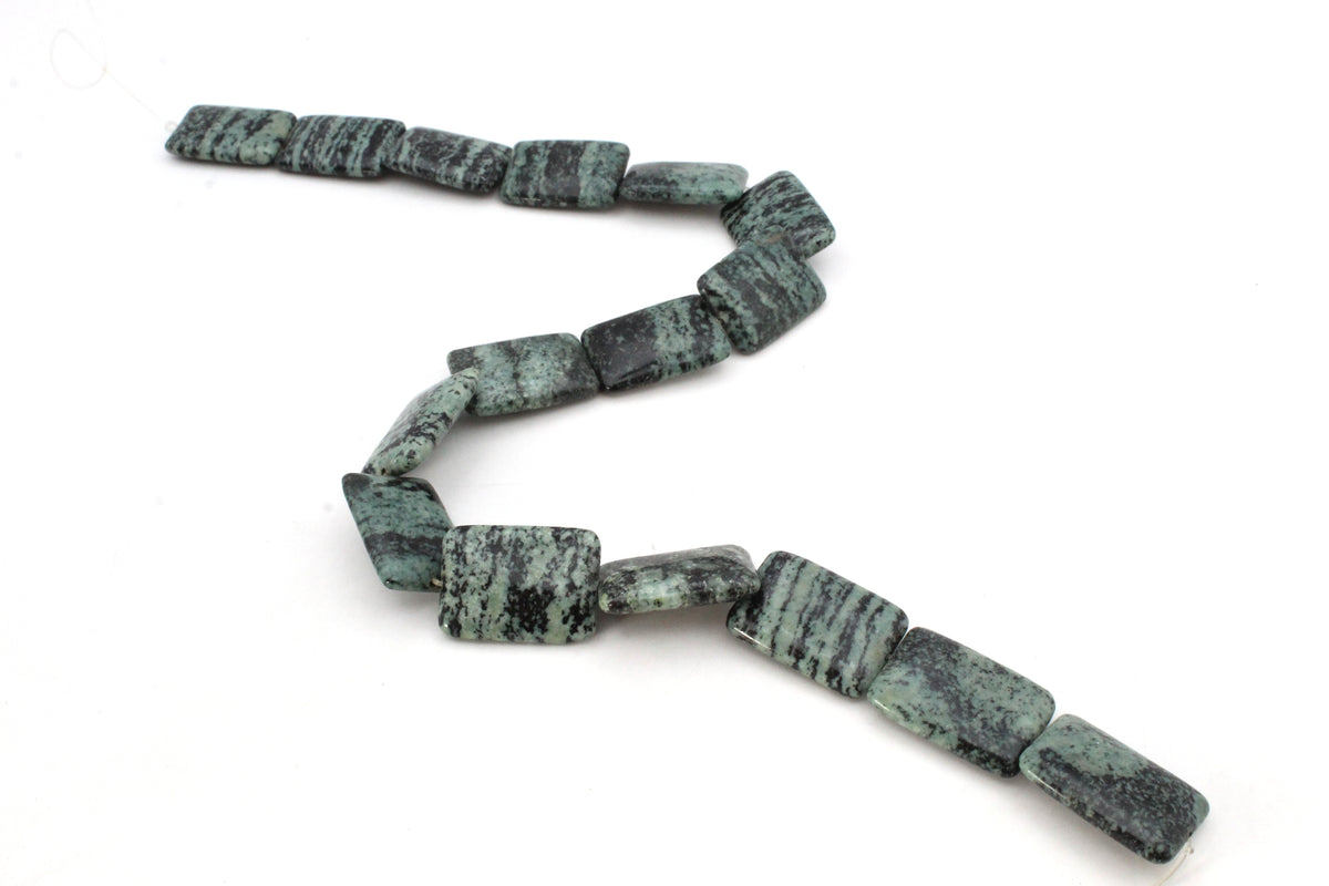 Green Zebra Jasper Square Flat 18 x 25 mm Gemstone Beads