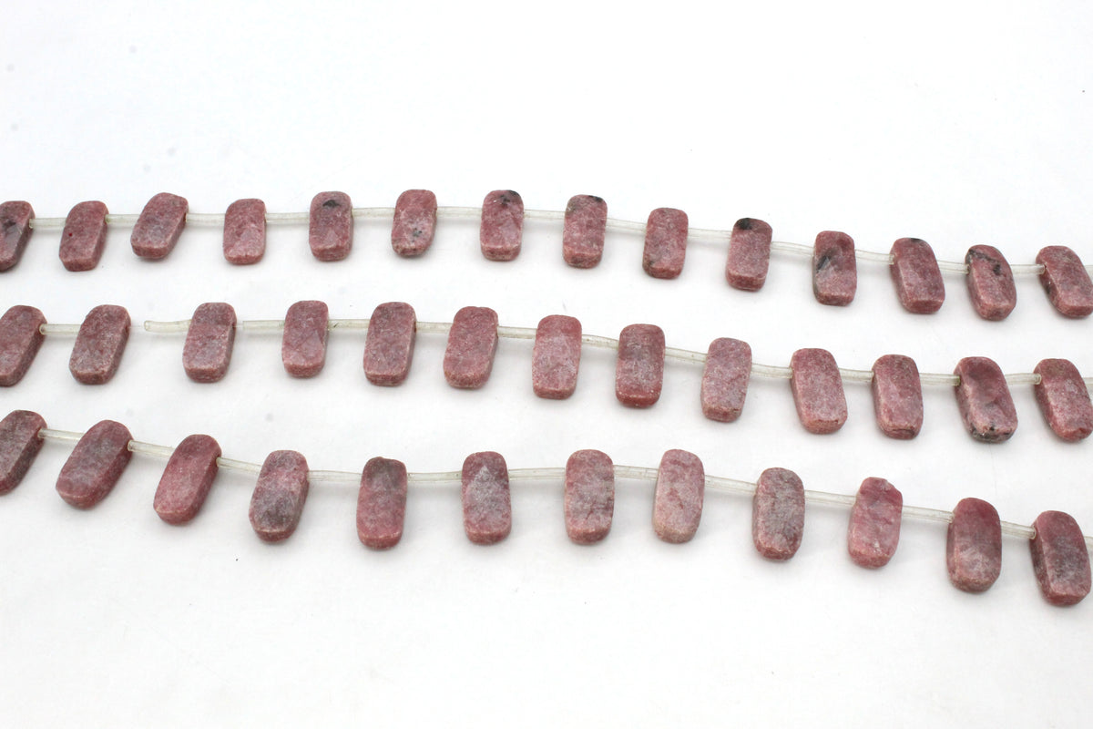 Rhodonite Long Square Faceted Gemstone Beads