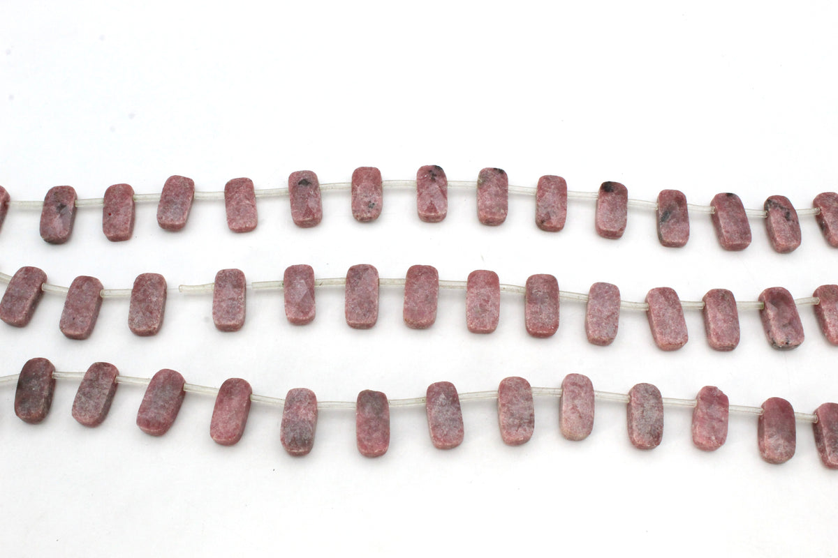 Rhodonite Long Square Faceted Gemstone Beads