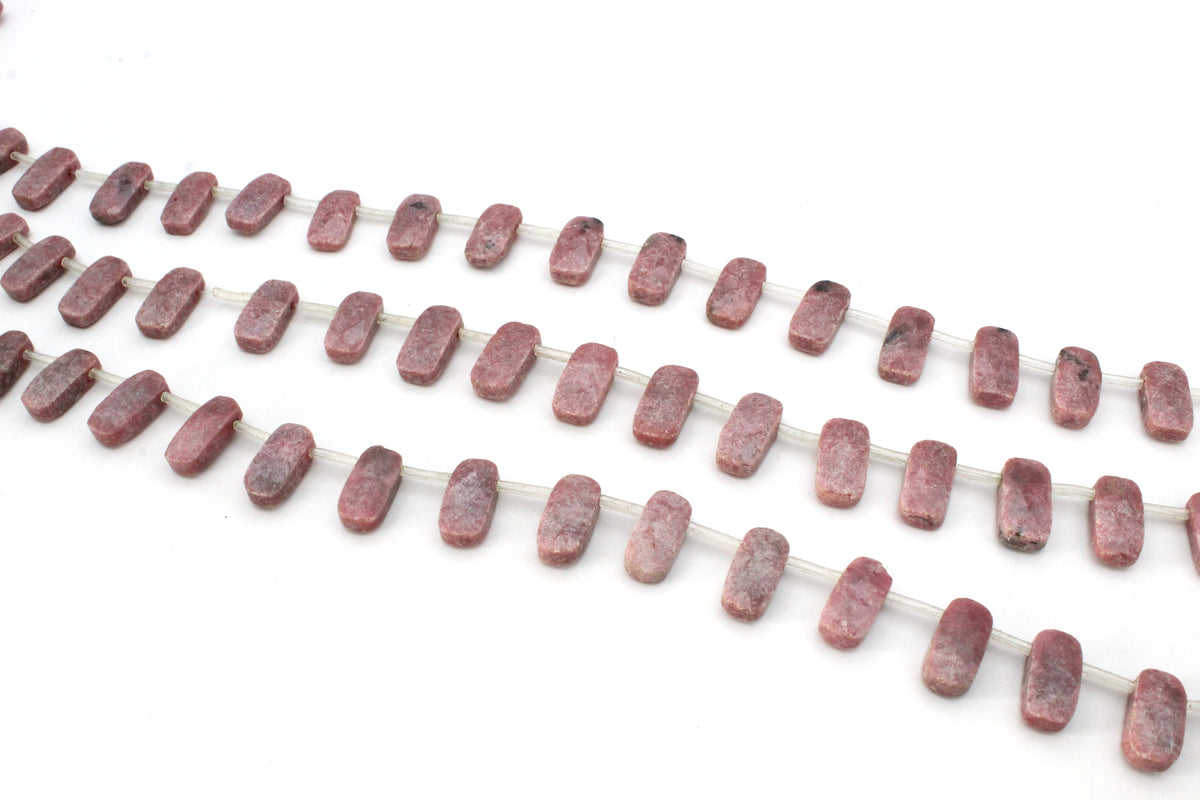 Rhodonite Long Square Faceted Gemstone Beads