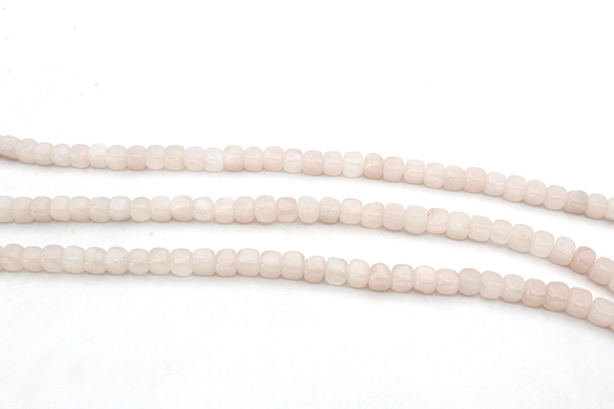 Rose Quartz Cube 6 mm Gemstone Beads