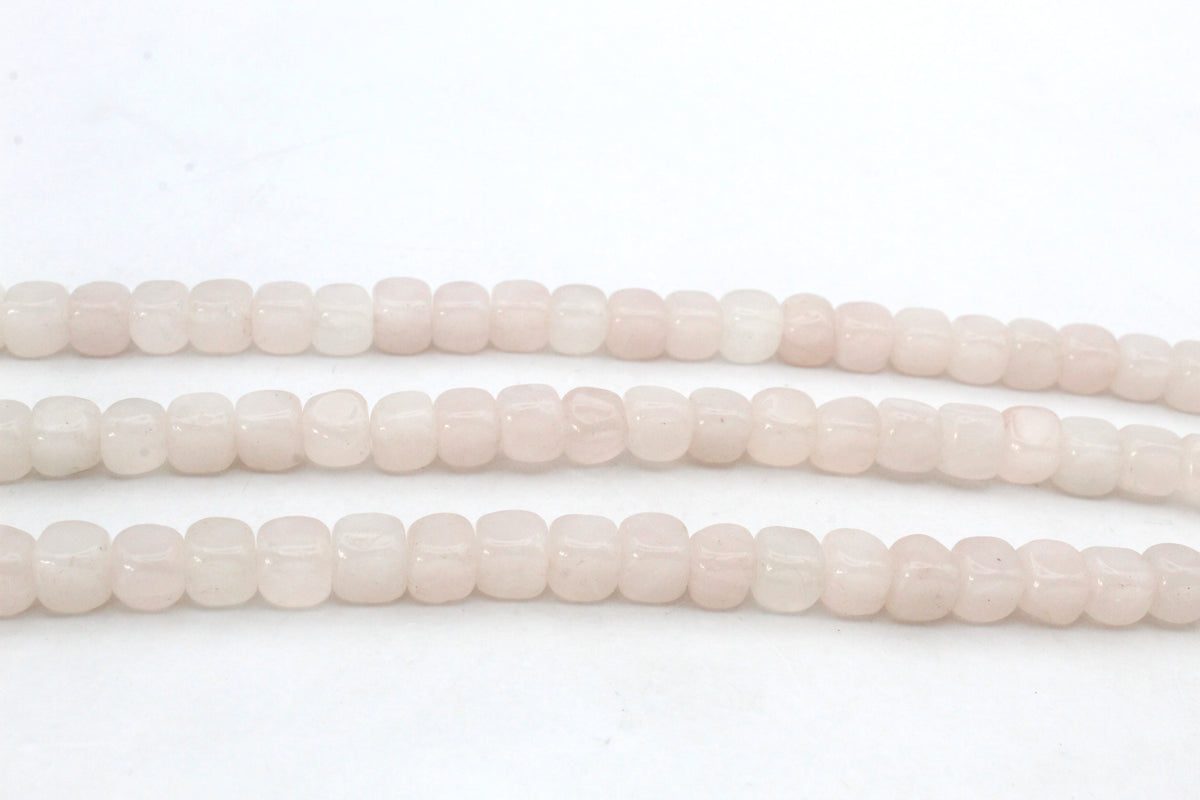 Rose Quartz Cube 6 mm Gemstone Beads