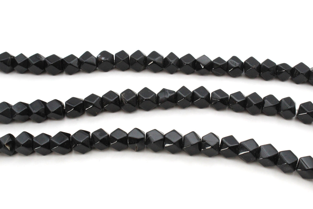 Black Onyx Cube Faceted 9 x 9 mm Gemstone Beads