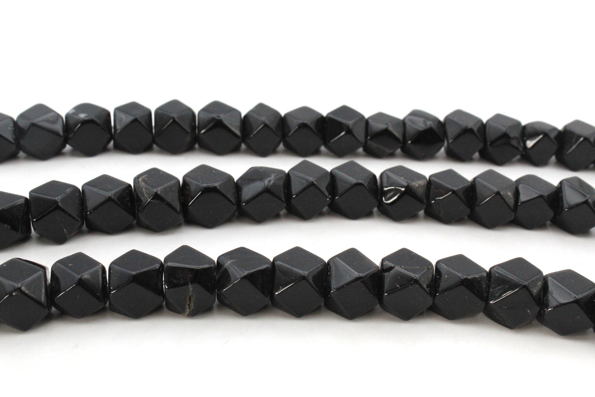 Black Onyx Cube Faceted 9 x 9 mm Gemstone Beads