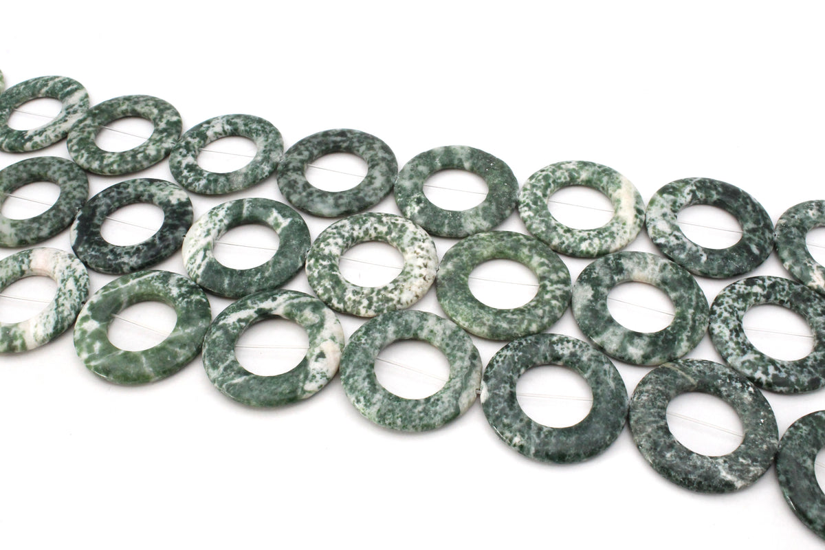 Green Spot Jasper Donut 35 mm Gemstone Beads