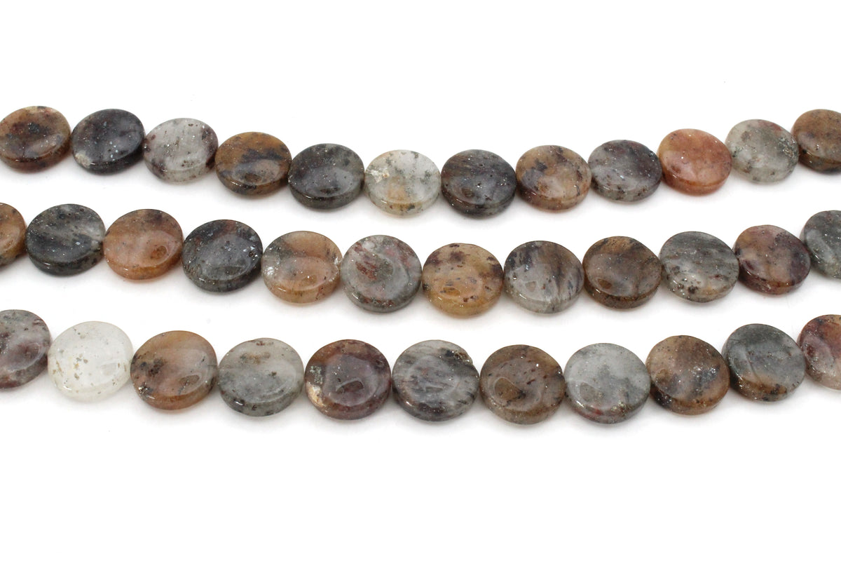 Rutilated Quartz Coin 16 mm Gemstone Beads