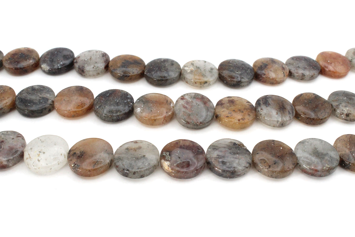 Rutilated Quartz Coin 16 mm Gemstone Beads