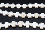 White Howlite Cross 16 x 16 mm Gemstone Beads