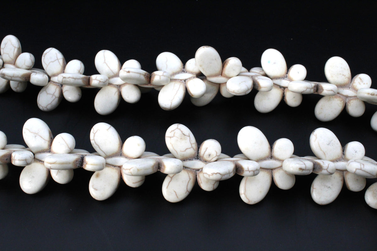 White Howlite Butterfly 25 x 35 mm Gemstone Beads