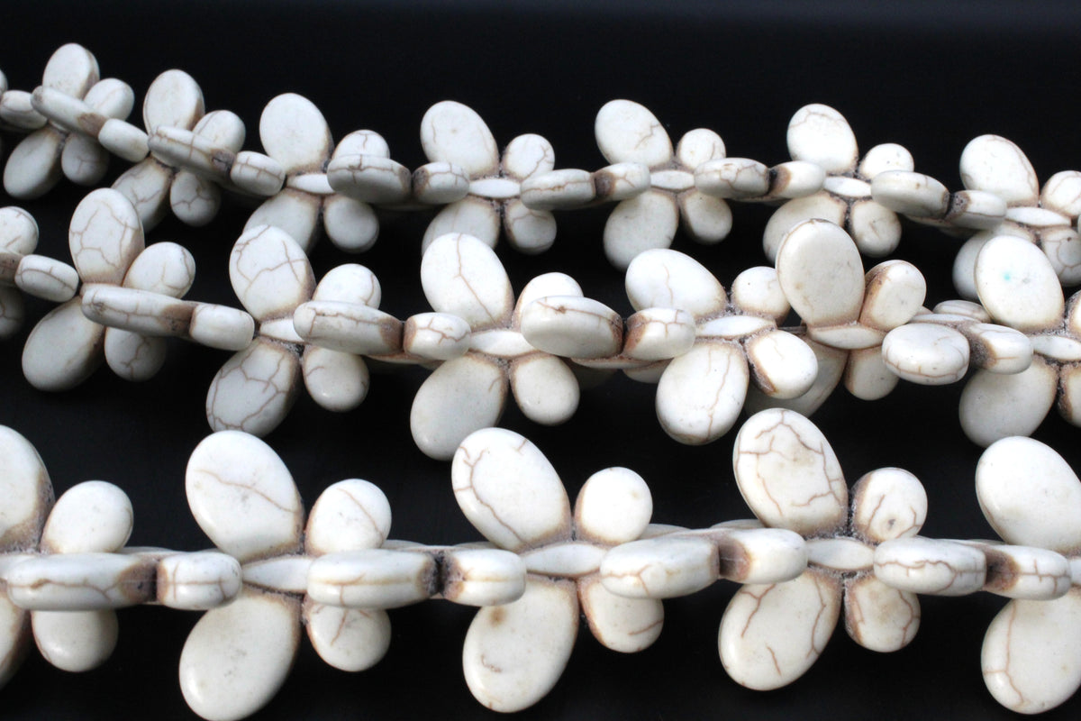 White Howlite Butterfly 25 x 35 mm Gemstone Beads