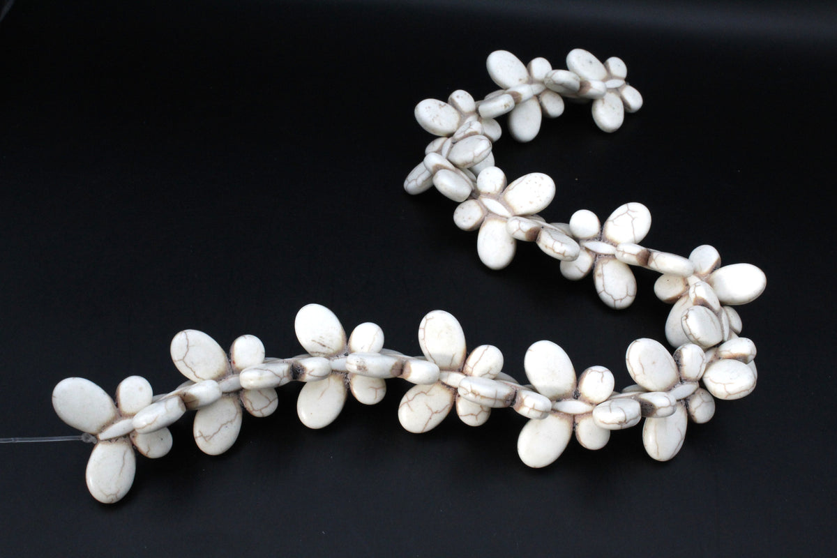White Howlite Butterfly 25 x 35 mm Gemstone Beads