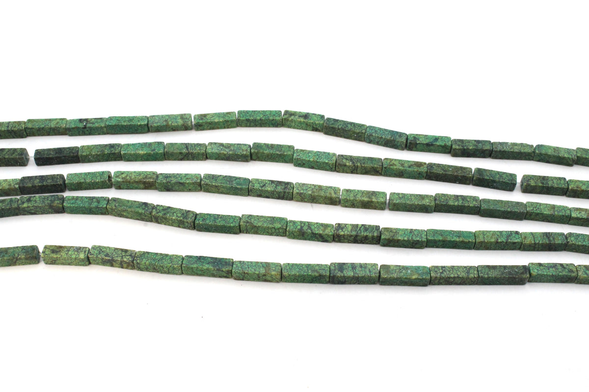 Green Turquoise Jasper Rectangle 4 x 13 mm Gemstone Beads