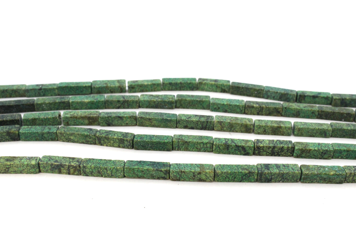 Green Turquoise Jasper Rectangle 4 x 13 mm Gemstone Beads