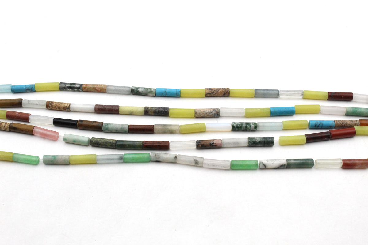 Multi-Gemstone Bamboo 4 x 13 mm Gemstone Beads