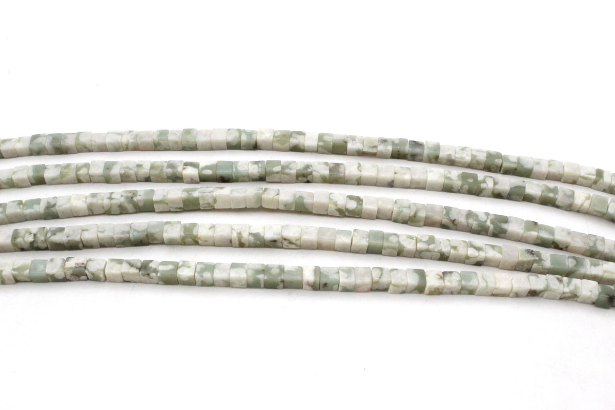 Peace Jade Cube 5 x 5 mm Gemstone Beads