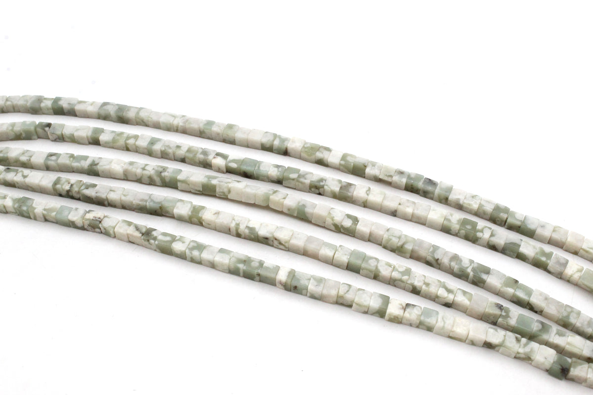 Peace Jade Cube 5 x 5 mm Gemstone Beads