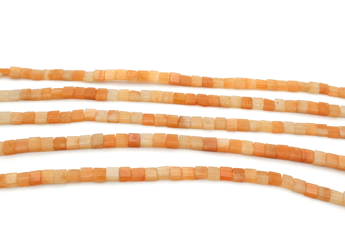 Red Aventurine Square Flat 6 x 6 mm Gemstone Beads