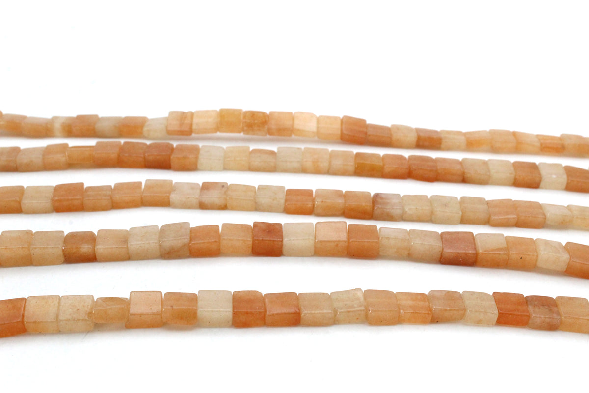 Red Aventurine Square Flat 6 x 6 mm Gemstone Beads