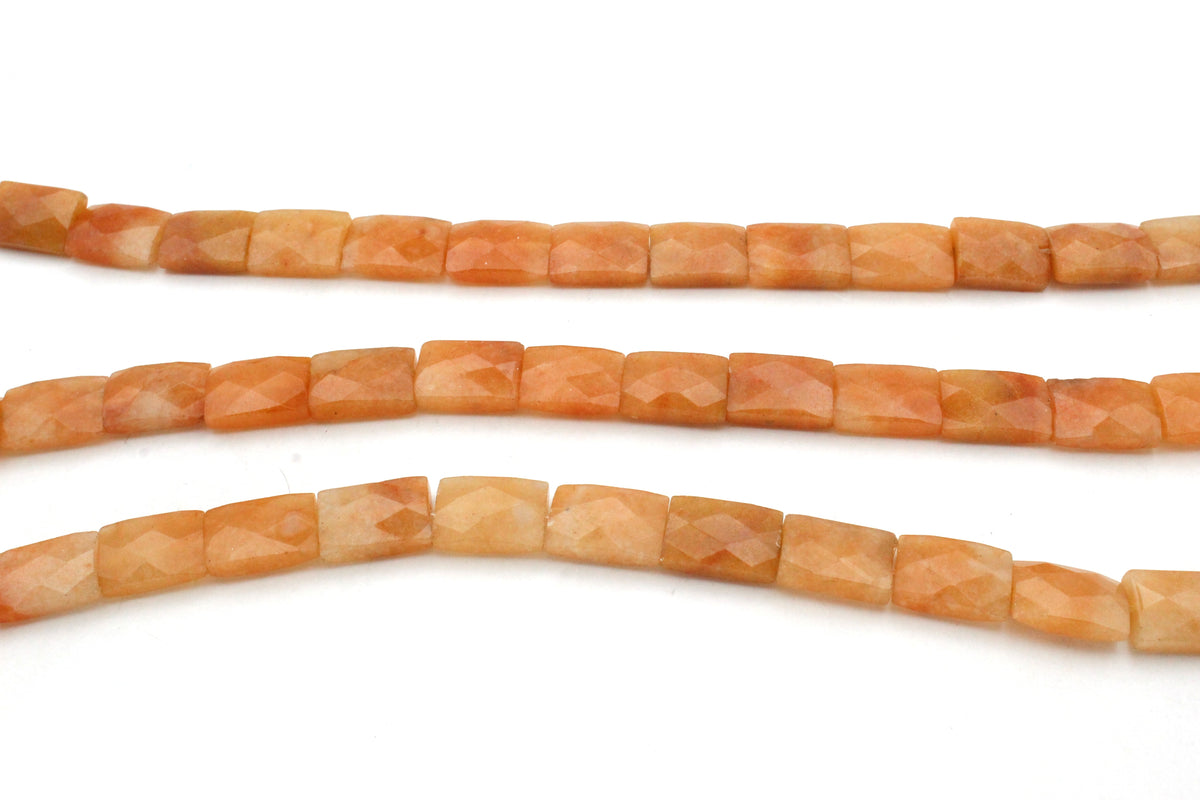 Red Aventurine Square Flat Faceted 10 x 15 mm Gemstone Beads