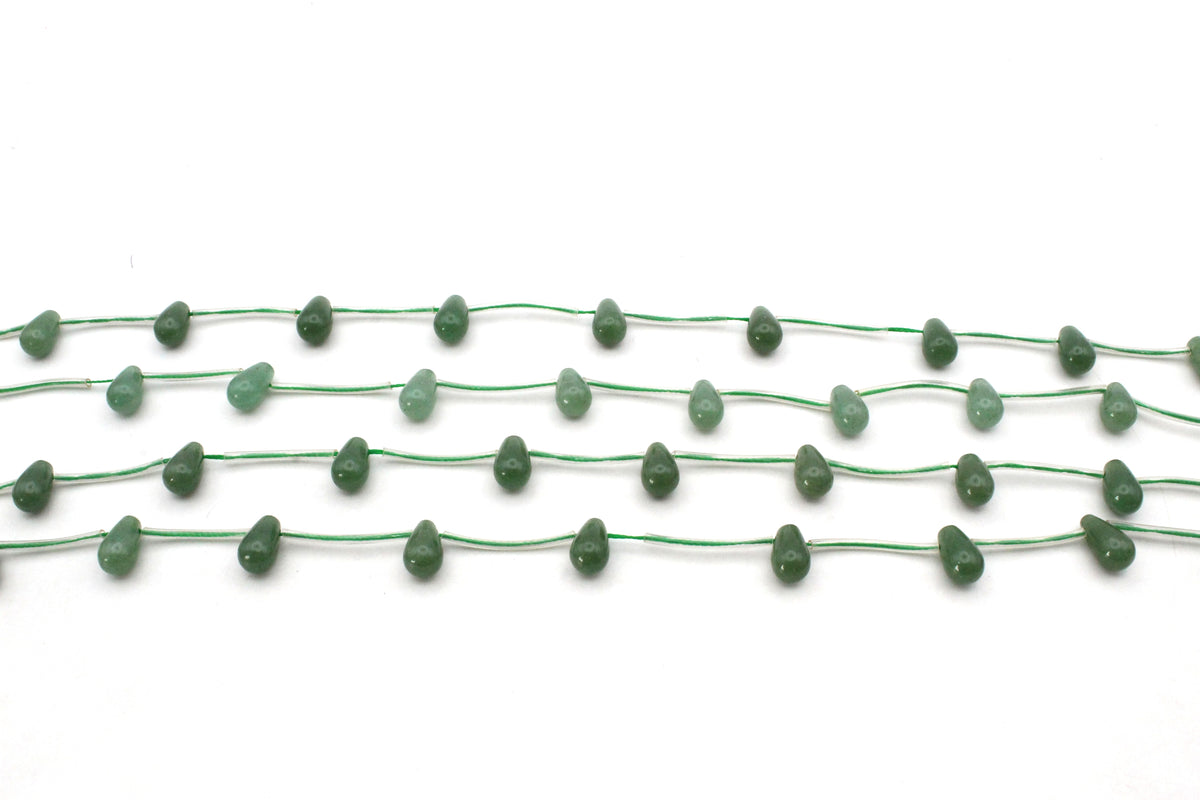 Green Aventurine Drop Side 6 mm Gemstone Beads